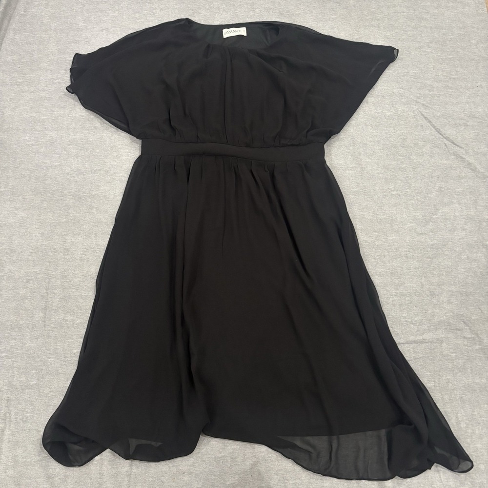 Hanna Nikole Black Chiffon Cape Dress Women's Plus Size 16W Flutter Sleeve Party